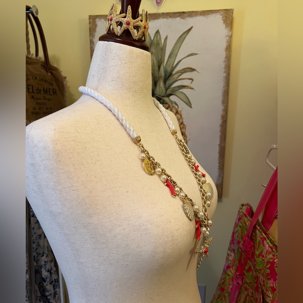 Lilly Pulitzer Gold and Coral Starfish Seashell Necklace and Bracelet Set NWOT - Picture 7 of 16